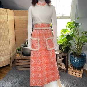 Vintage Fringe Accent Maxi Dress